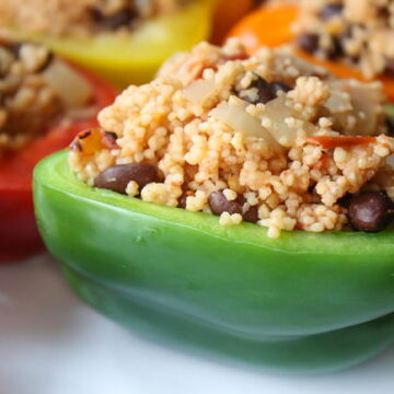 Vegan black bean couscous stuffed pepper