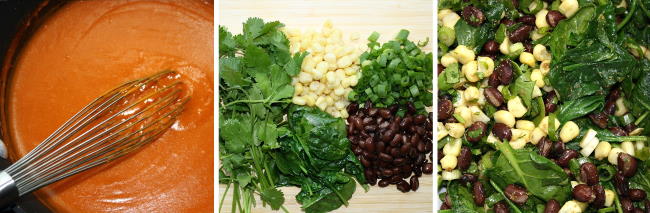 Prepping the ingredients for Black Bean Spinach Enchiladas