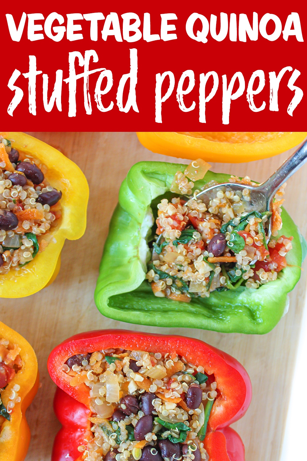 vegan stuffed peppers photo collage