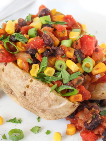 Mexican Baked Potato on a white plate