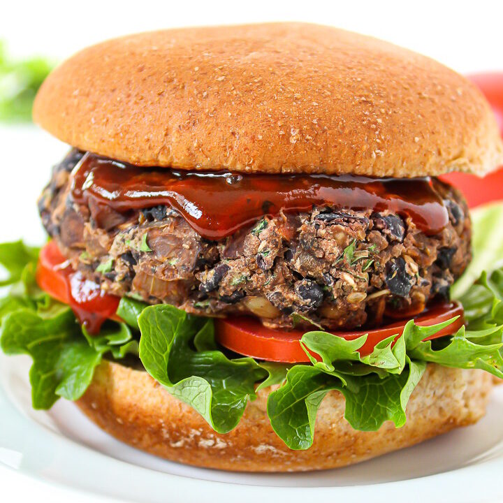 Black Bean Mushroom Burger (Vegan!) - The Garden Grazer