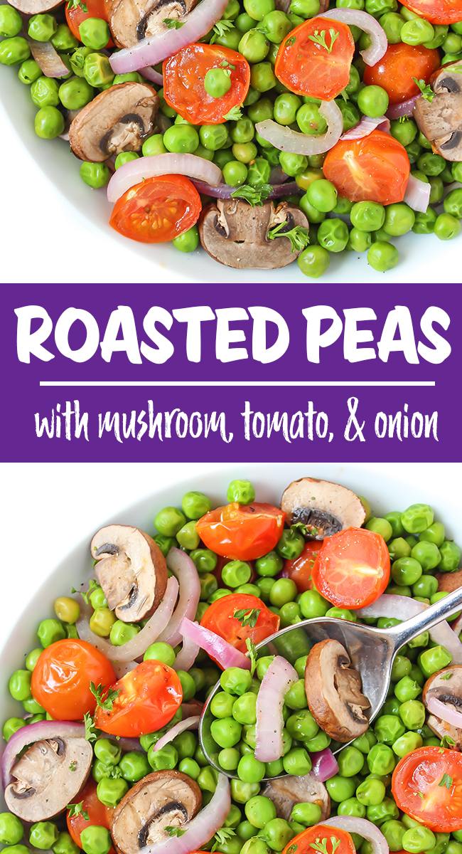 roasted peas and mushrooms photo collage