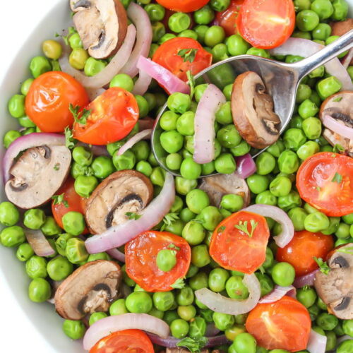 Roasted Peas with Mushroom & Tomato The Garden Grazer