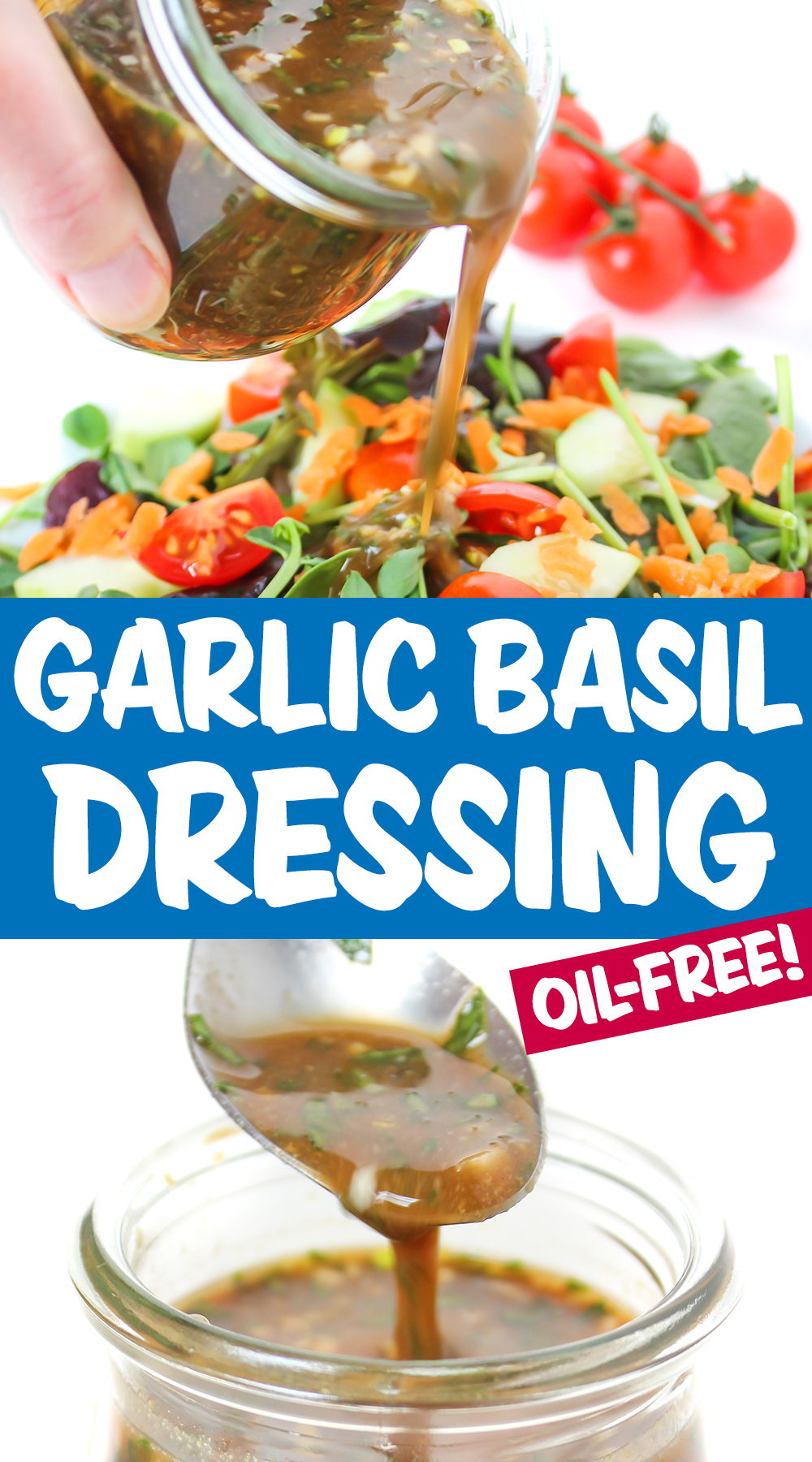 basil balsamic dressing photo collage