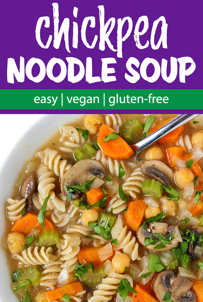 vegan chicken noodle soup photo collage