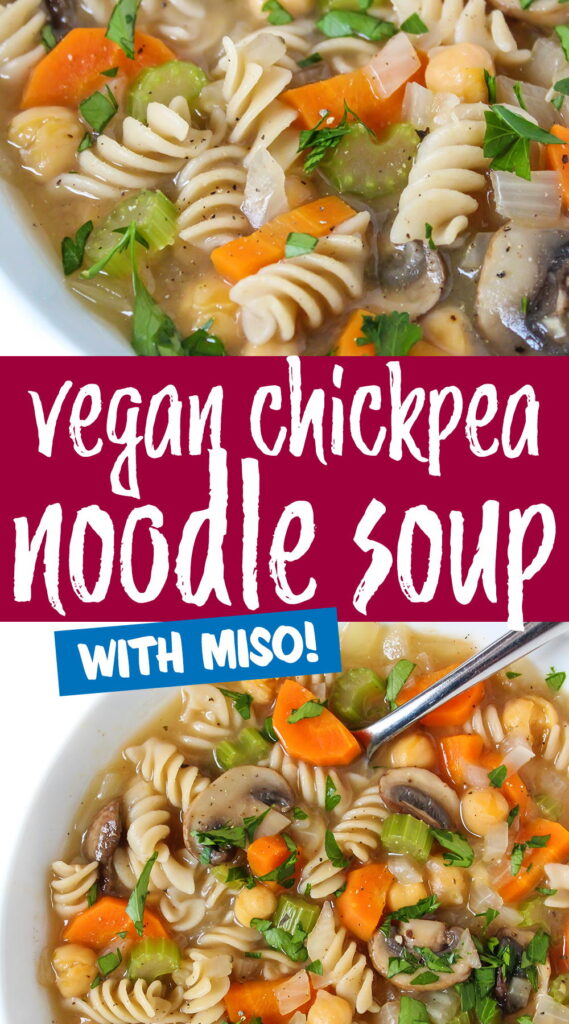 Chickpea noodle soup photo collage