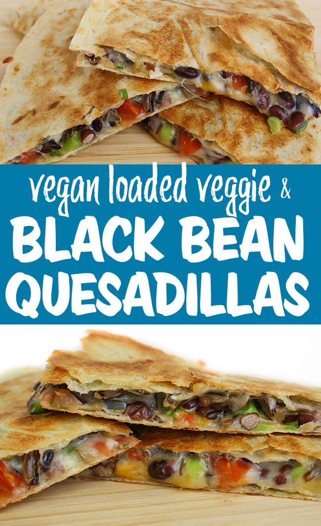 Photo collage of vegan quesadillas