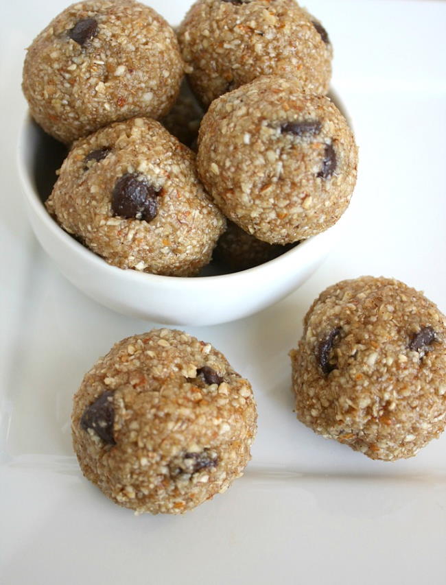 Cookie dough bites on a plate and bowl