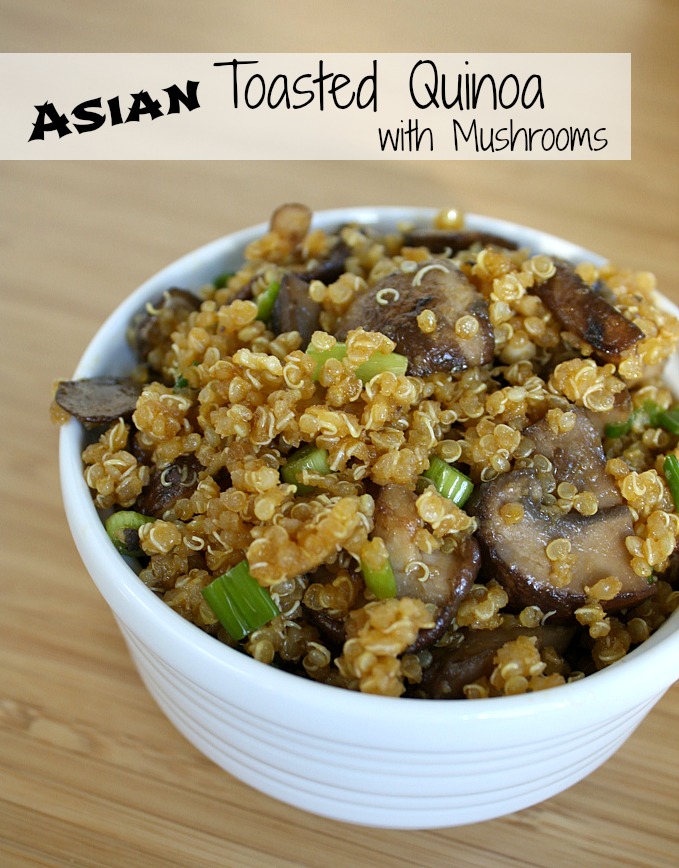 Asian Toasted Quinoa with Mushrooms in a bowl