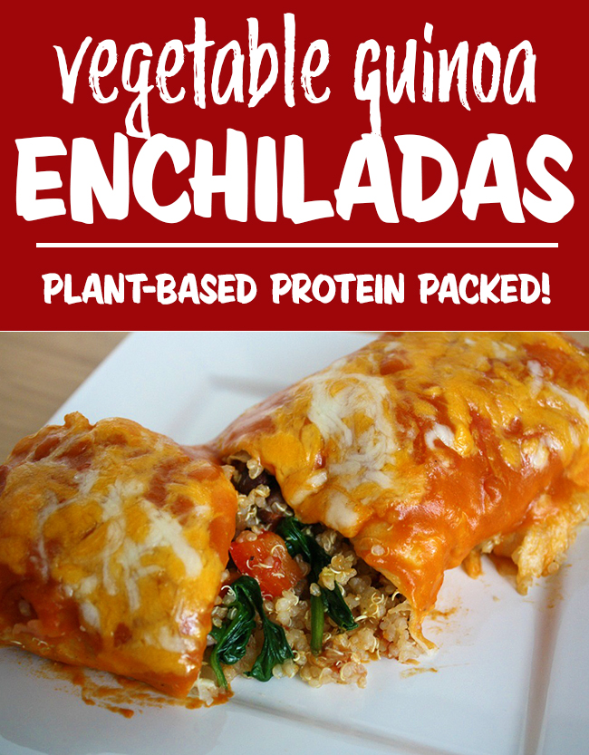 photo collage of vegetable quinoa enchiladas