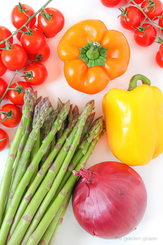 Raw ingredients on a white table