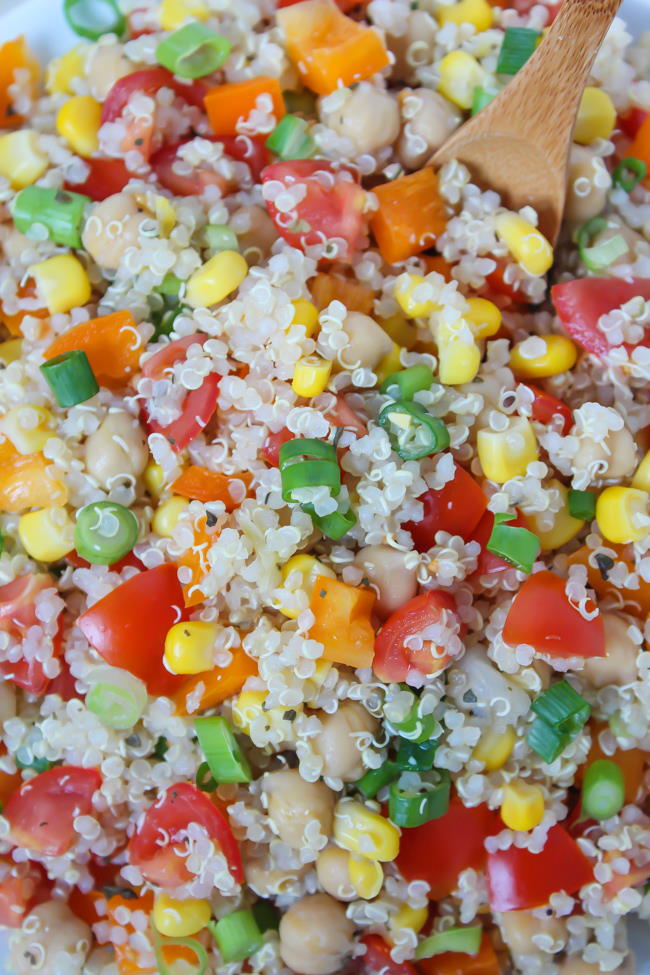 Close up of vegan quinoa salad