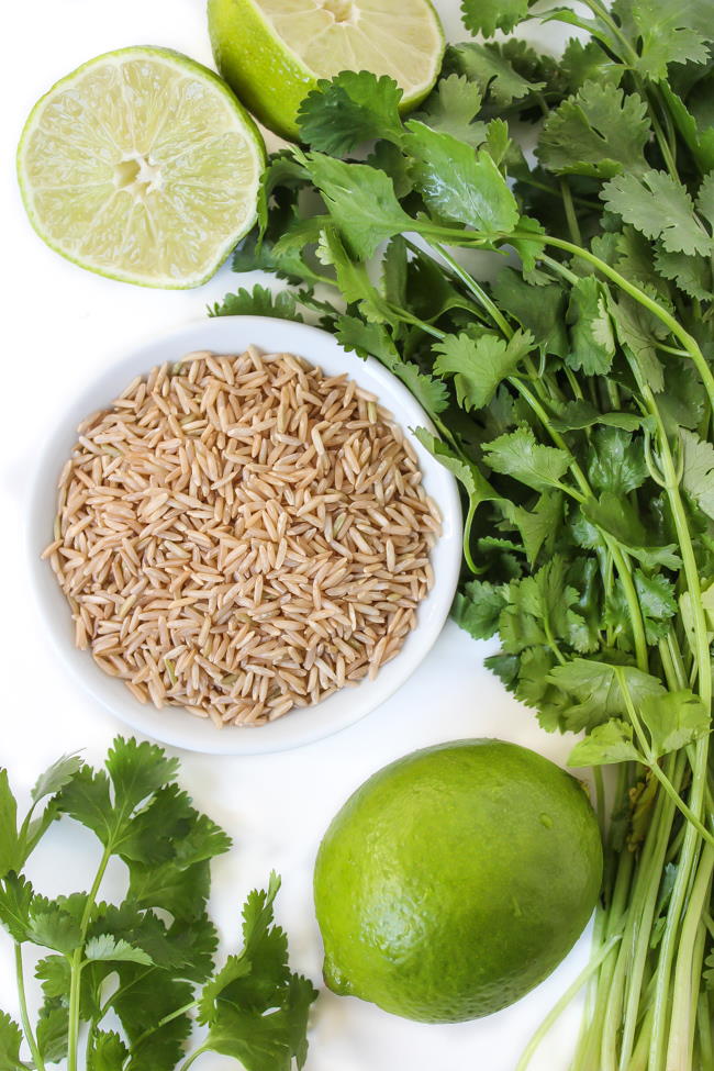 Ingredients for cilantro lime brown rice