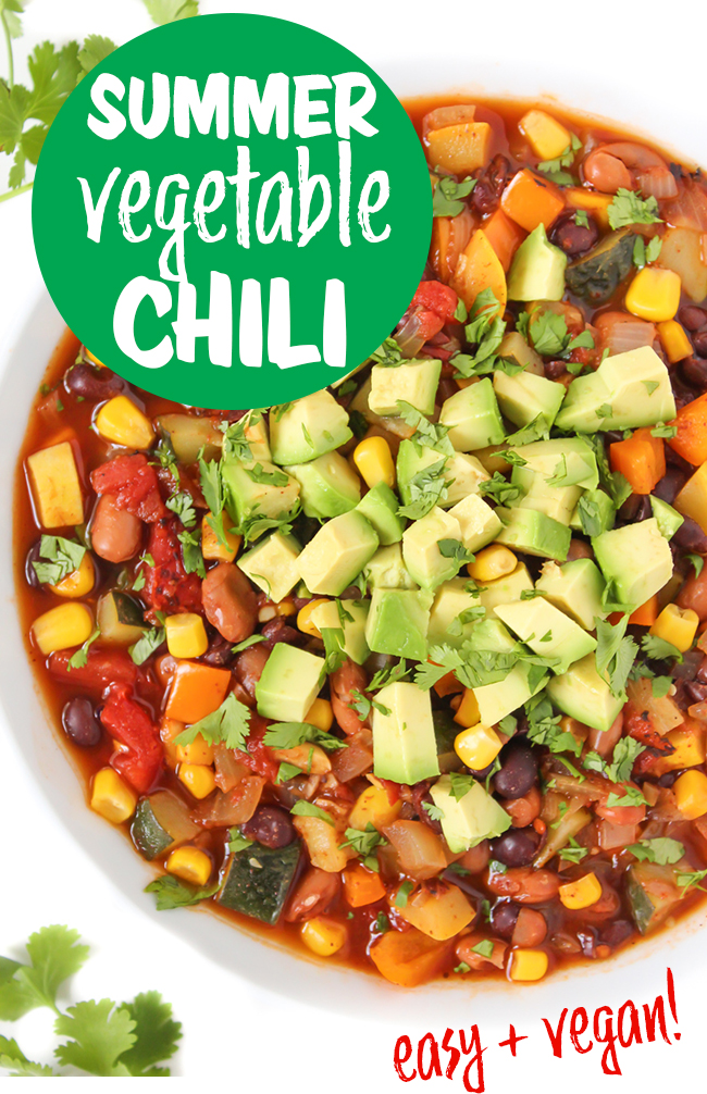 Summer vegetable chili photo collage