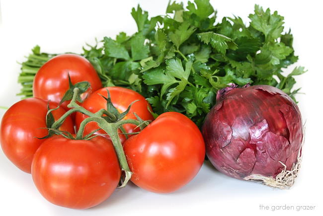 Fresh ingredients for tomato fettuccine