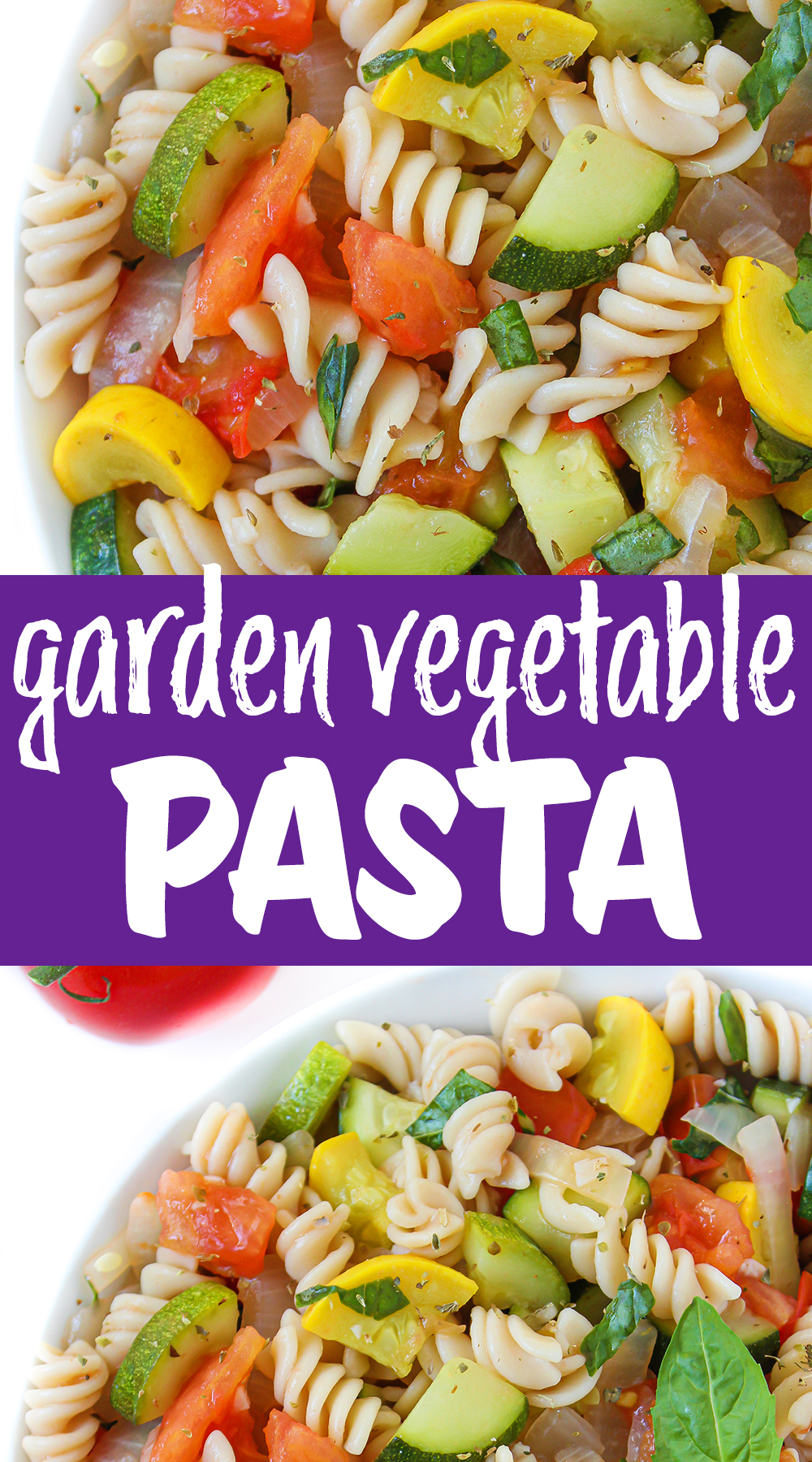 Garden veggie pasta photo collage