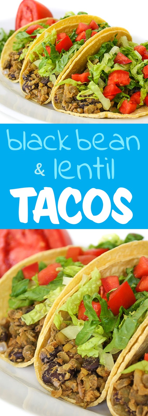 Photo collage of vegan black bean tacos