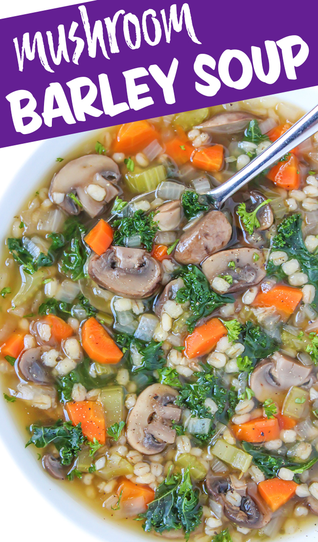 Mushroom barley soup photo collage