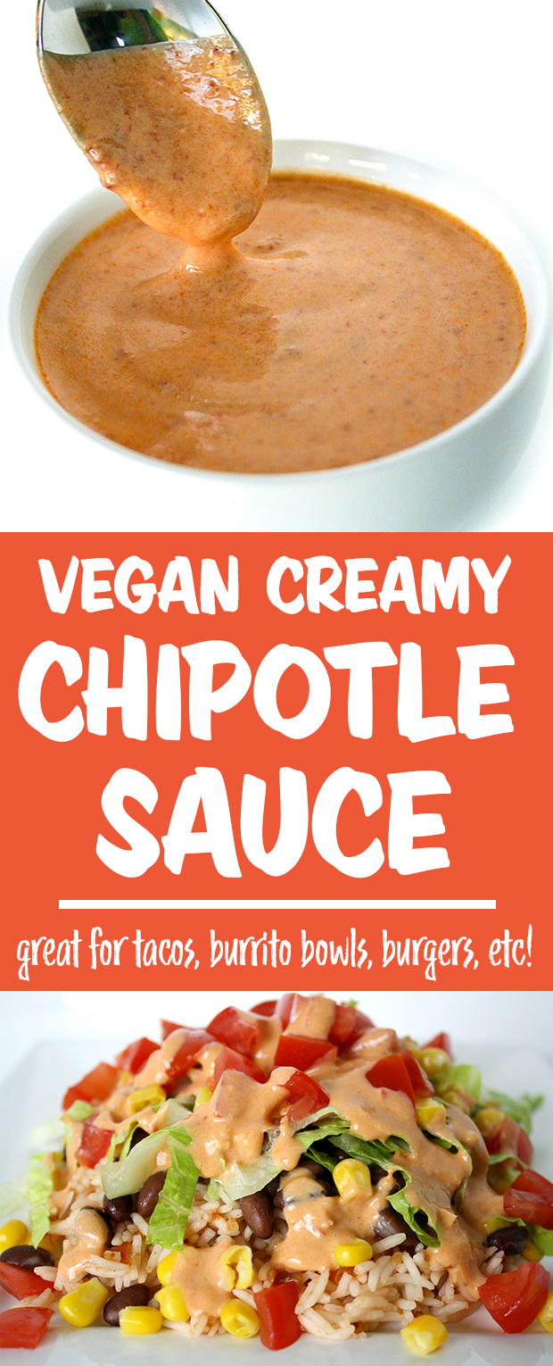 Vegan creamy chipotle sauce photo collage