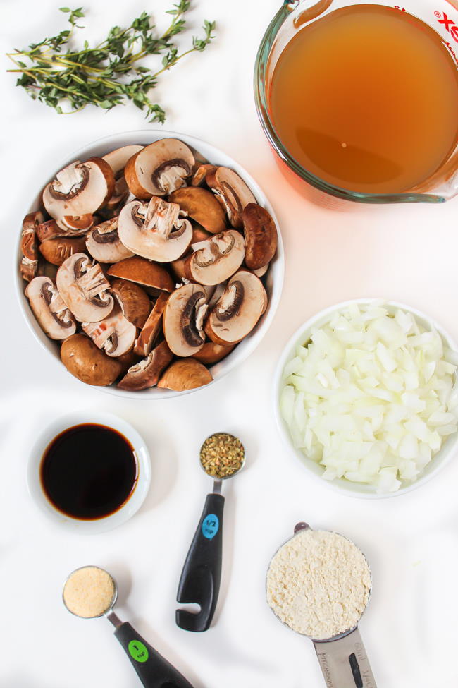 Ingredients on a table for vegan gravy