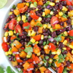 Vegan southwest black bean salad with citrus dressing in a bowl