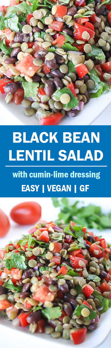 black bean lentil salad collage