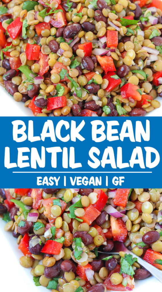 Black bean lentil salad photo collage