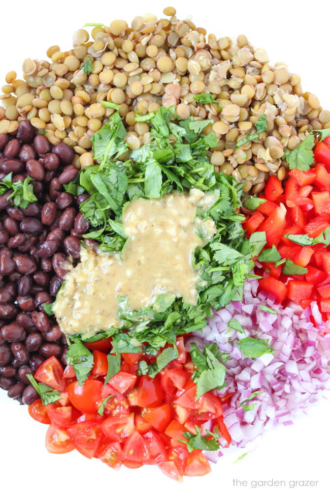 Chopped ingredients in a bowl