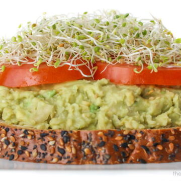 Chickpea avocado mash sandwich on a plate