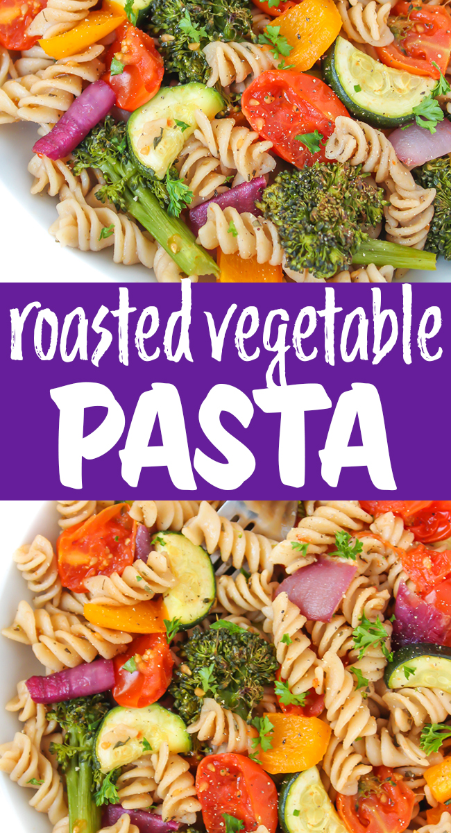 vegan roasted vegetable pasta photo collage