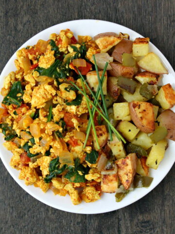 Tofu scramble on a plate