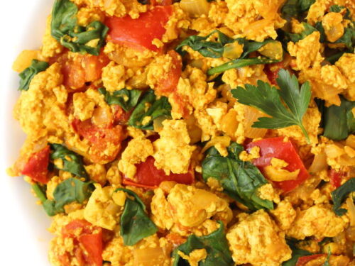 Tofu Scramble With Spinach Tomato Easy The Garden Grazer