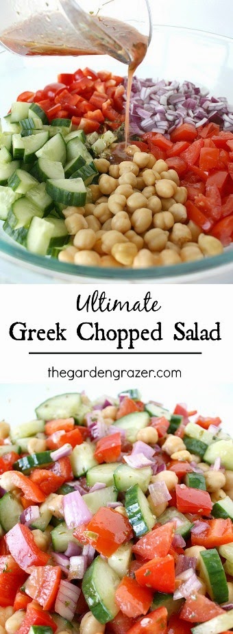 Greek chopped salad collage