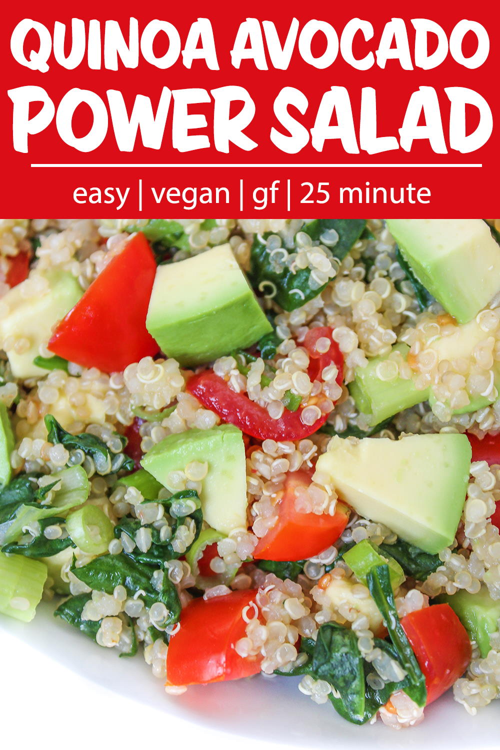 Quinoa avocado power salad photo collage