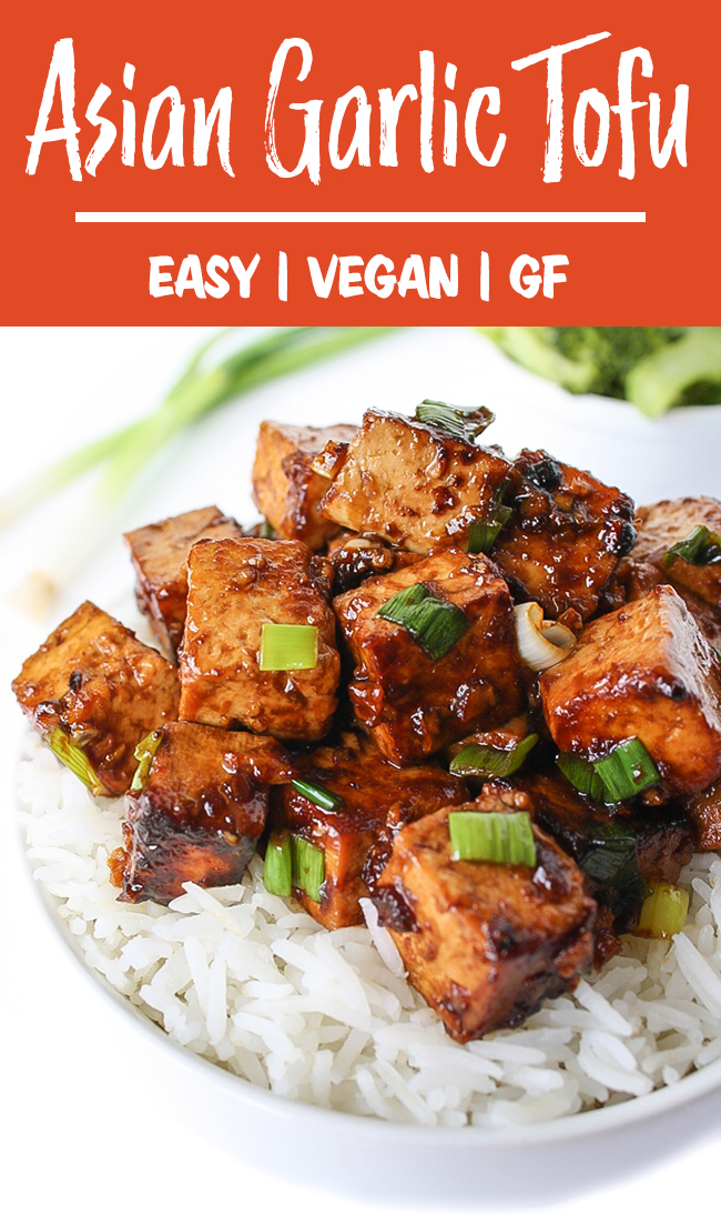 Asian Garlic Tofu in a bowl