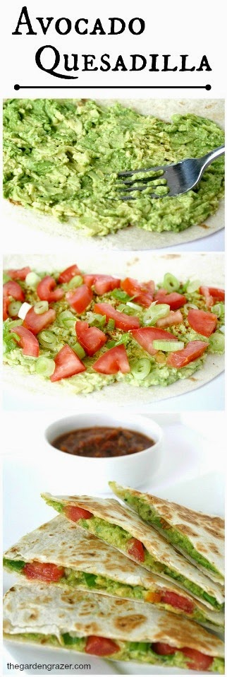 photo collage of avocado quesaillas