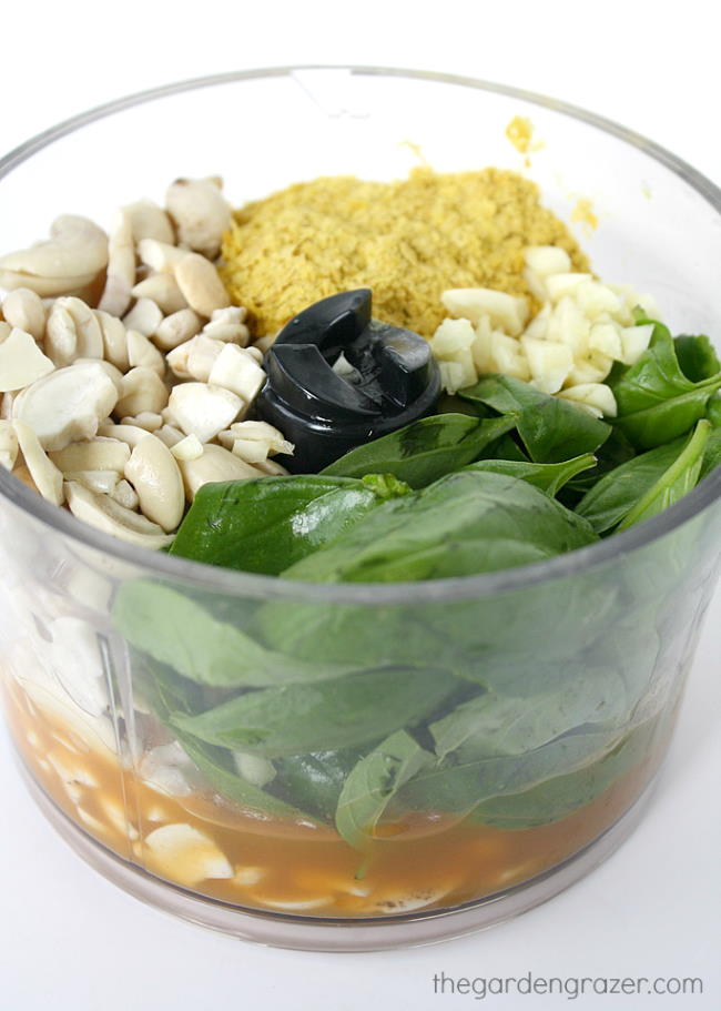 Fresh ingredients in a small food processor