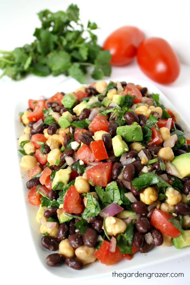 Fiesta bean salad with cilantro and tomato
