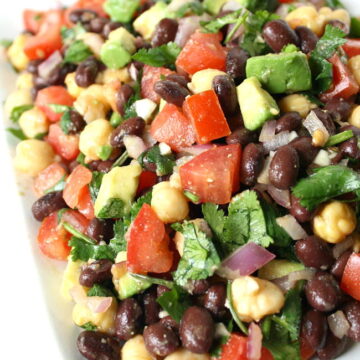 Fiesta Bean Salad with cumin-lime dressing on a plate