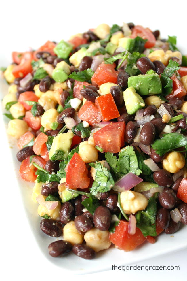 Fiesta Bean Salad with cumin-lime dressing on a plate
