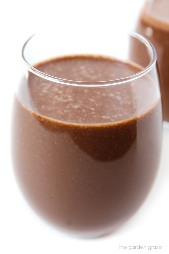 Glass of healthy vegan chocolate milkshake
