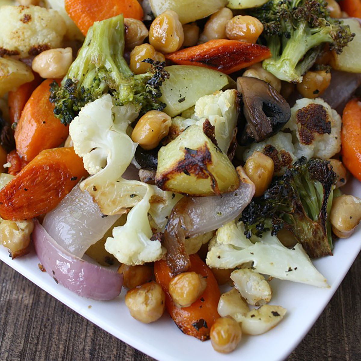 Roasted Vegetables and Chickpeas (1 Pan!) - The Garden Grazer