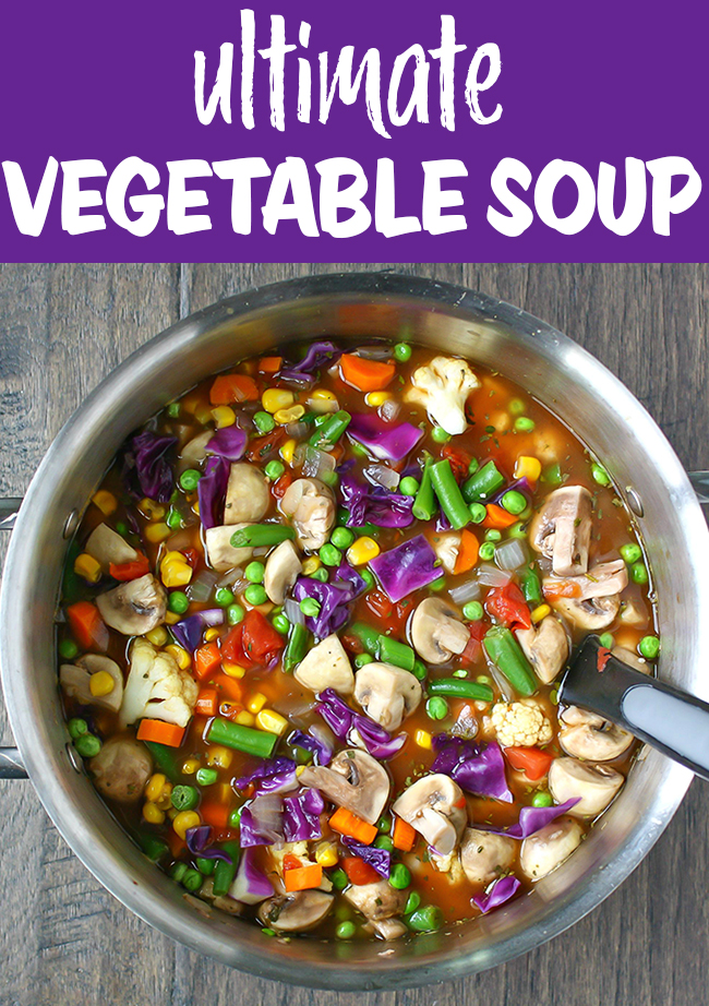 Vegan veggie soup in a pot
