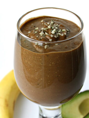 Chocolate hemp smoothie in a glass