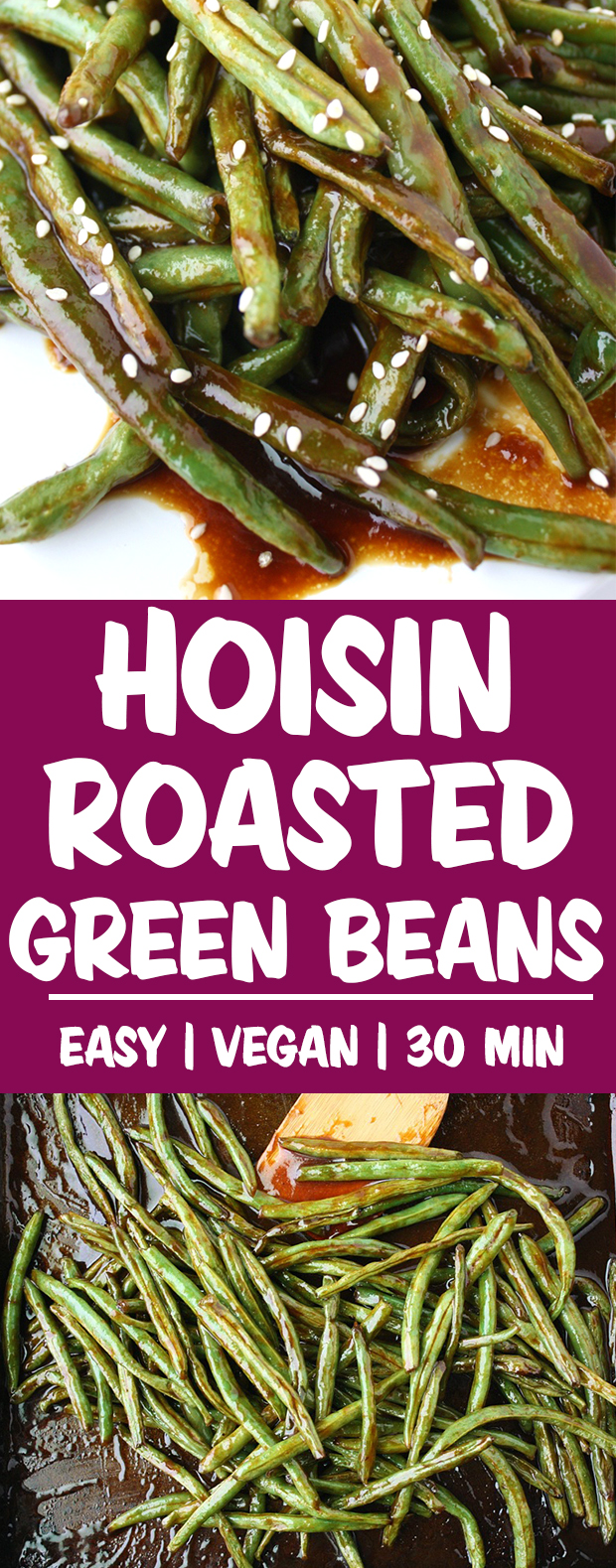 Vegan hoisin roasted green beans photo collage
