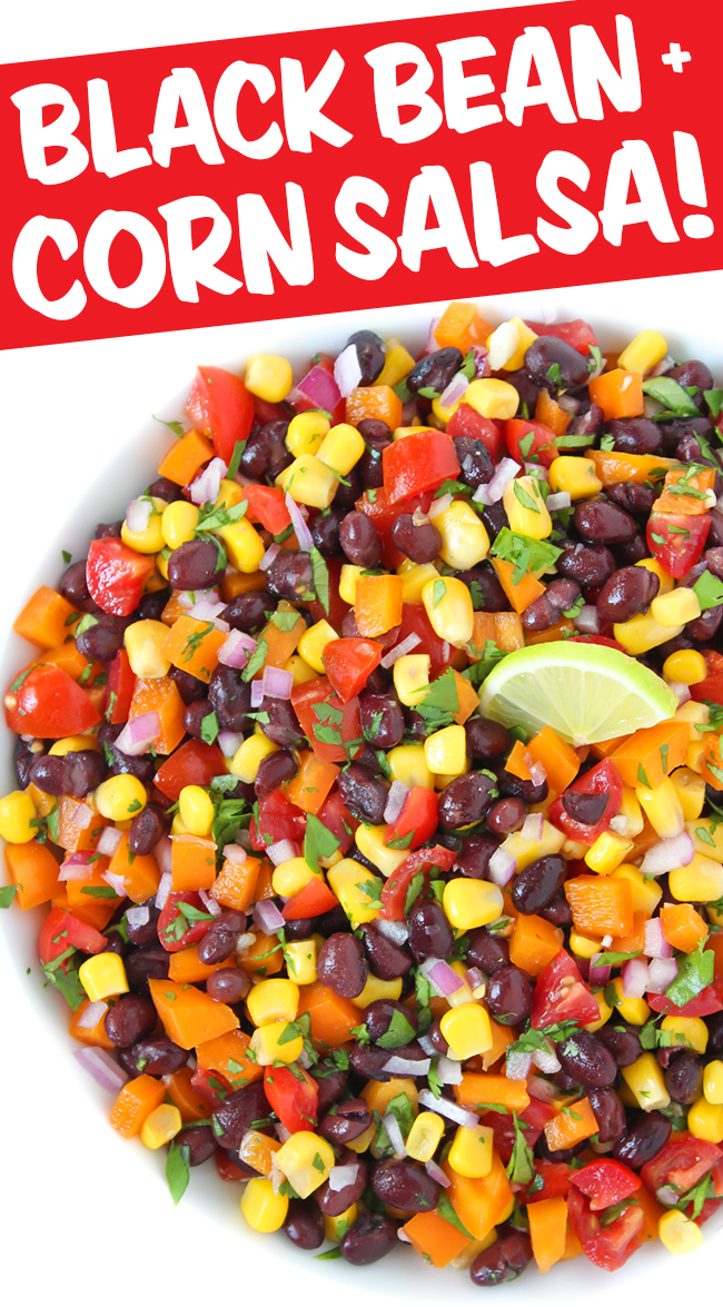 Black bean corn salsa photo collage