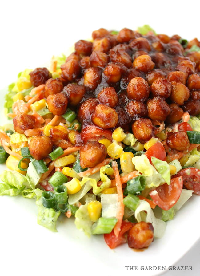 BBQ Chickpea Salad with Avocado Ranch (Vegan) - The Garden Grazer