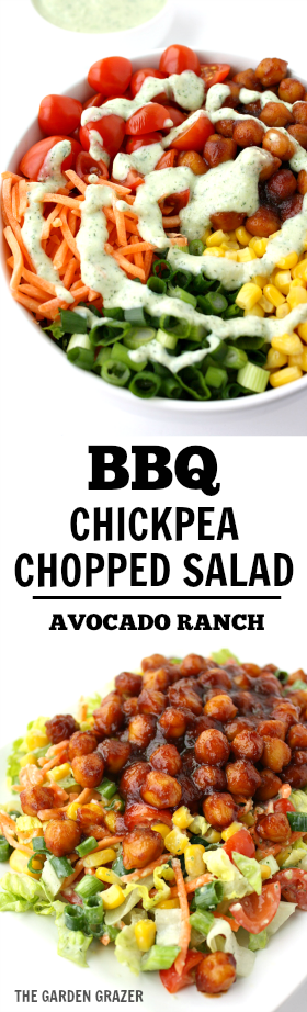 photo collage of BBQ Chickpea Chopped Salad