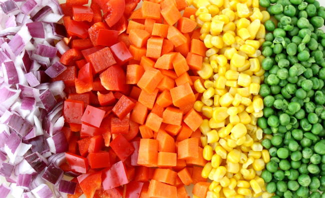 Fresh ingredients cut on a cutting board