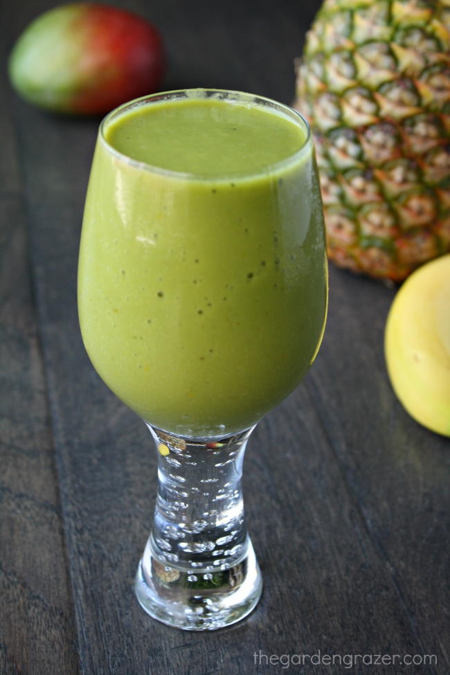 Tropical matcha smoothie in a glass